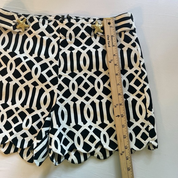 MUDPIE Black Geometric Trellis Link Scallop Hem‎ Gold Starfish Short SMALL (4-6) - Picture 5 of 8